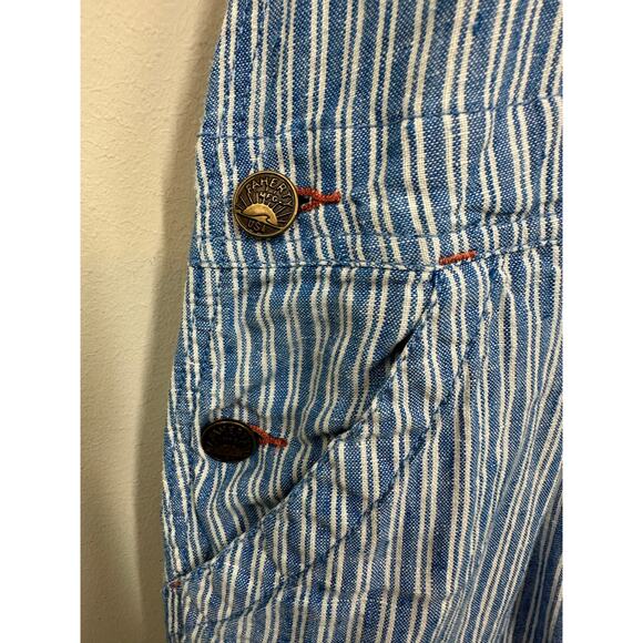 Faherty Linen Mechanic Overall Jumper in Railroad Stripe Size Small - Picture 8 of 14